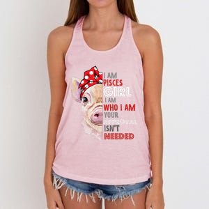 I Am Pisces Who Loves Pigs Star Sign Zodiac Gift Women's Knotted Racerback Tank