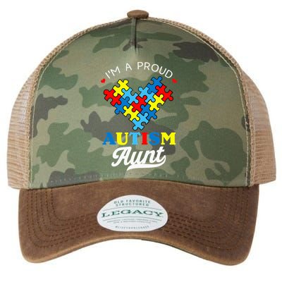 I'm A Proud Autism Aunt Autism Awareness Heart Niece Nephew Legacy Tie Dye Trucker Hat