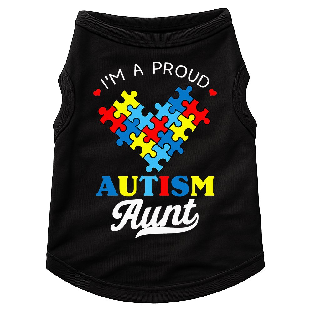 I'm A Proud Autism Aunt Autism Awareness Heart Niece Nephew Doggie Tank