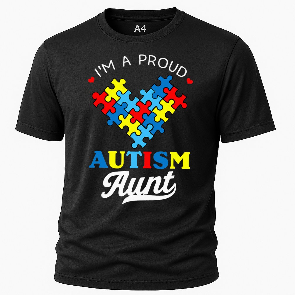 I'm A Proud Autism Aunt Autism Awareness Heart Niece Nephew Cooling Performance Crew T-Shirt