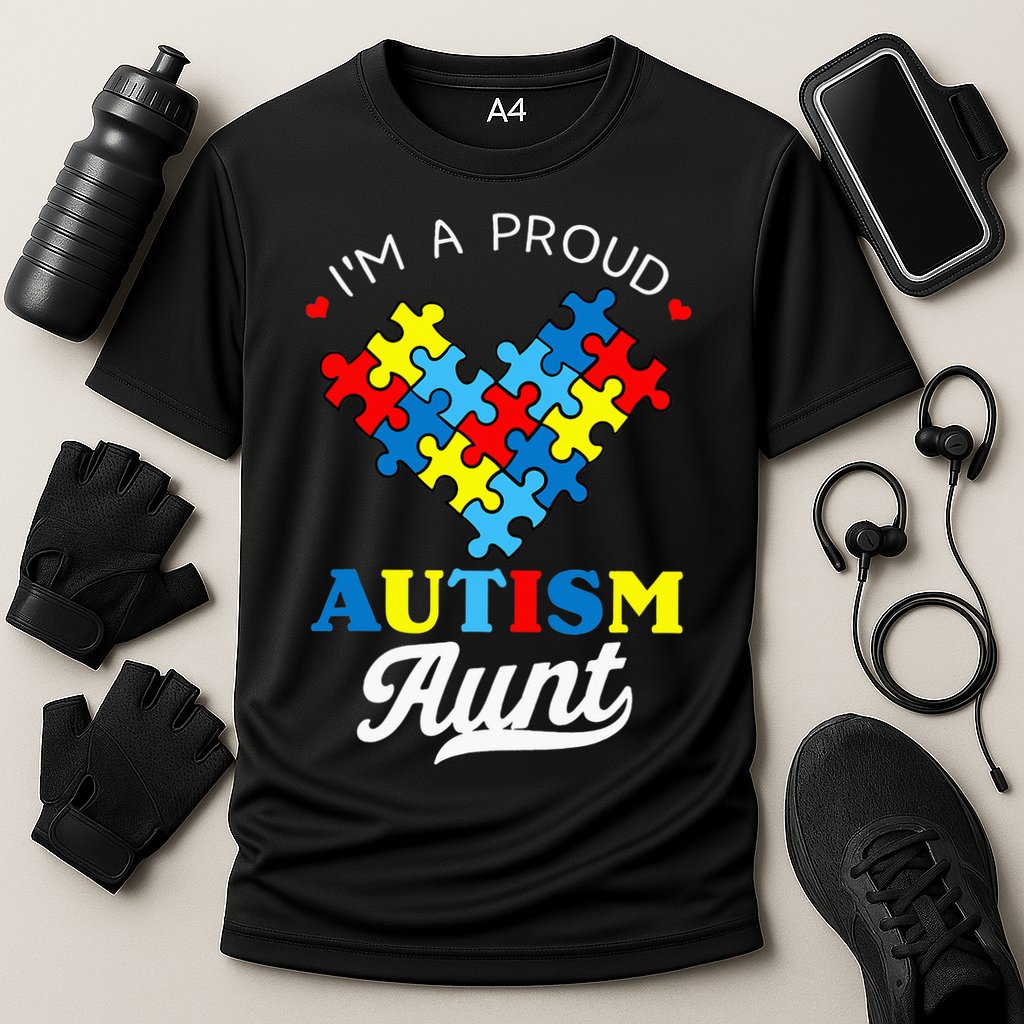 I'm A Proud Autism Aunt Autism Awareness Heart Niece Nephew Cooling Performance Crew T-Shirt