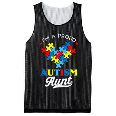 I'm A Proud Autism Aunt Autism Awareness Heart Niece Nephew Mesh Reversible Basketball Jersey Tank