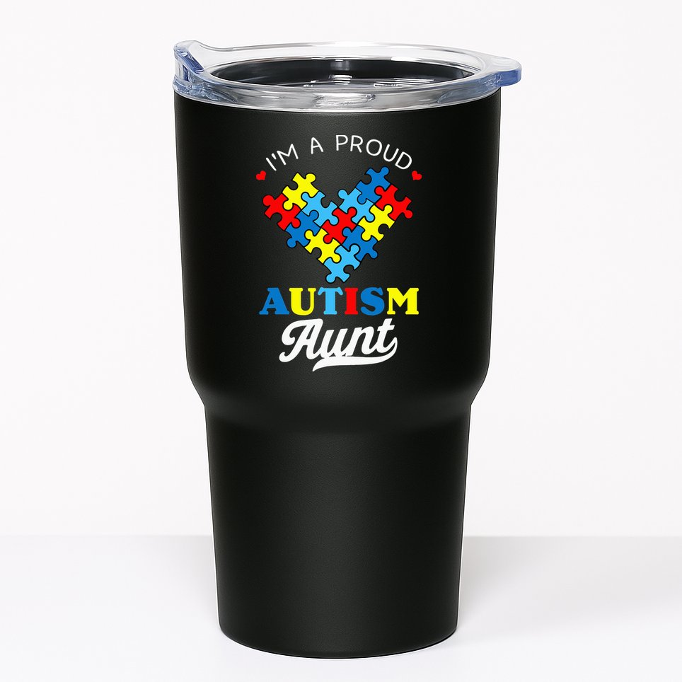 I'm A Proud Autism Aunt Autism Awareness Heart Niece Nephew Tumbler