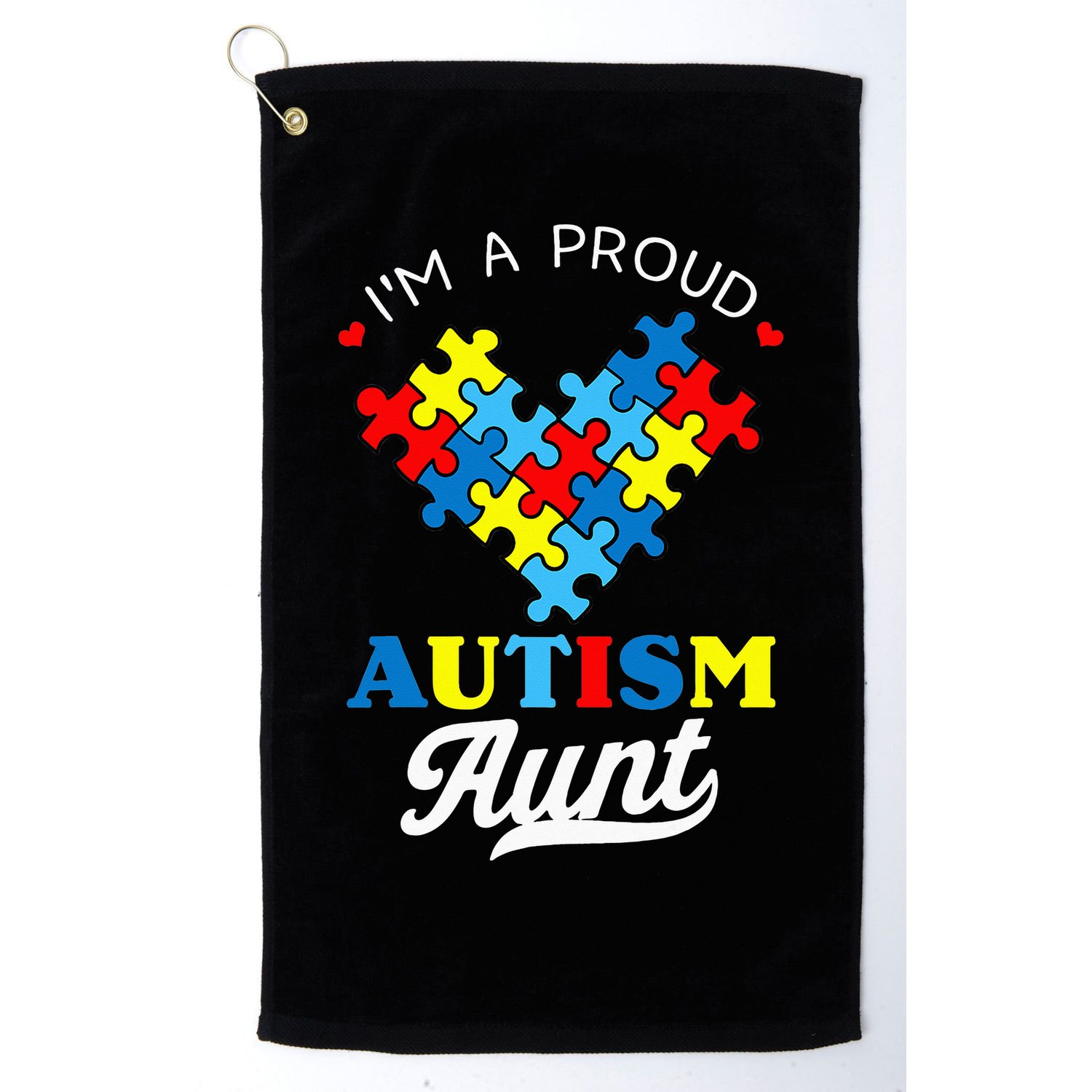 I'm A Proud Autism Aunt Autism Awareness Heart Niece Nephew Golf Towel