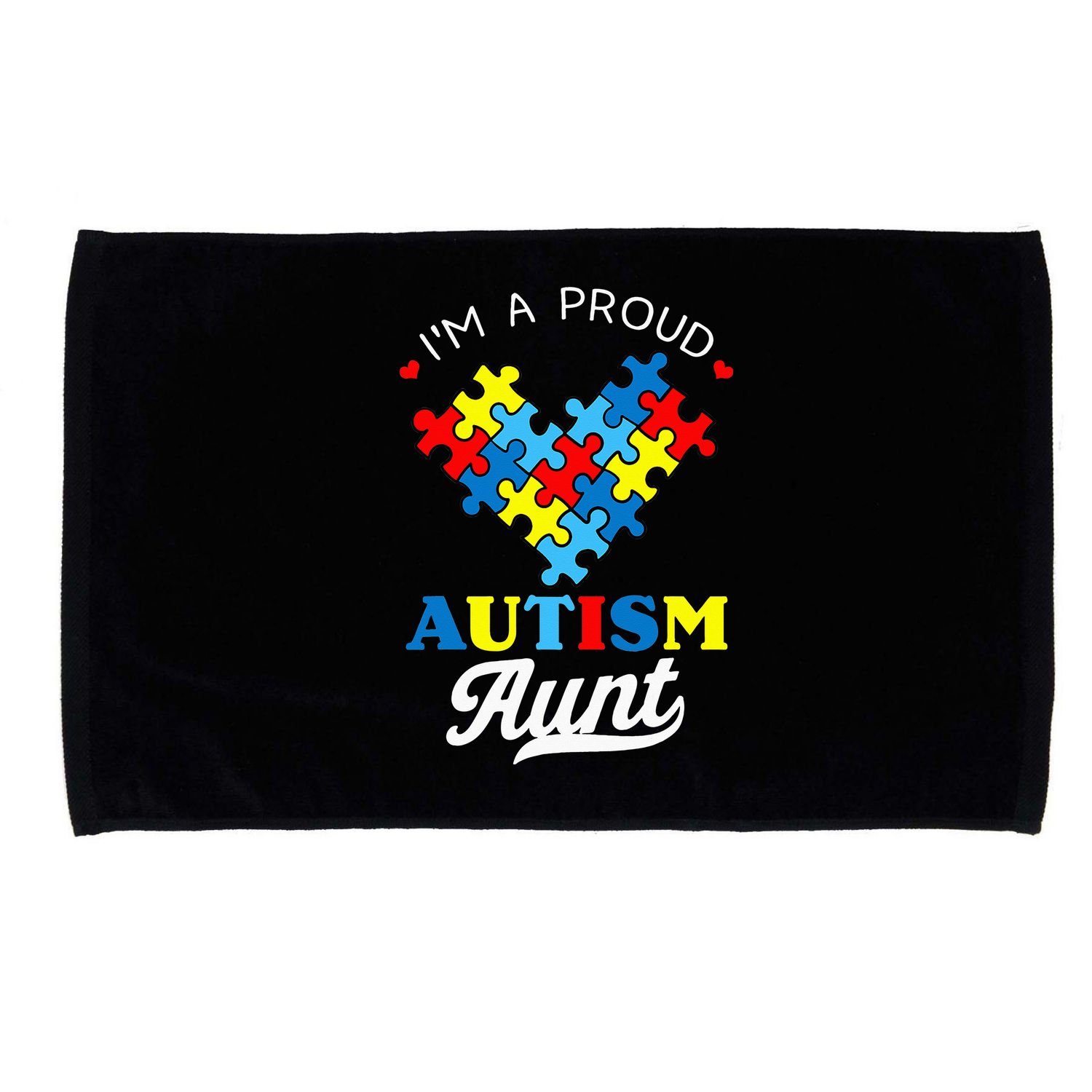 I'm A Proud Autism Aunt Autism Awareness Heart Niece Nephew Microfiber Hand Towel