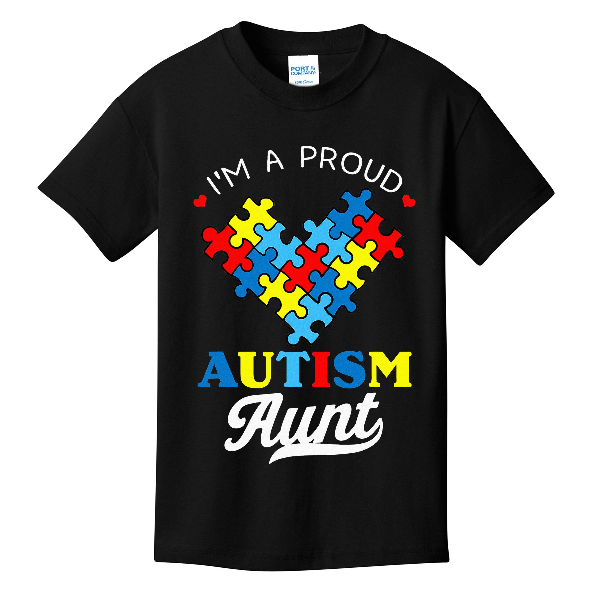 I'm A Proud Autism Aunt Autism Awareness Heart Niece Nephew Kids T-Shirt