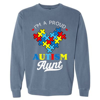 I'm A Proud Autism Aunt Autism Awareness Heart Niece Nephew Garment-Dyed Sweatshirt