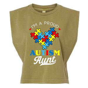 I'm A Proud Autism Aunt Autism Awareness Heart Niece Nephew Garment-Dyed Women's Muscle Tee