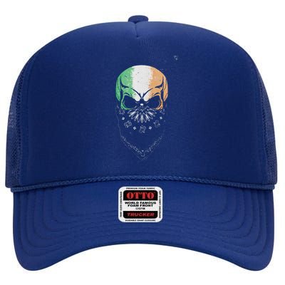 Irish American Pride Skull Saint Patrick's Day High Crown Mesh Back Trucker Hat