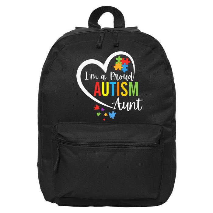 I'm A Proud Autism Aunt Love Heart Autism Awareness Puzzle 16 in Basic Backpack