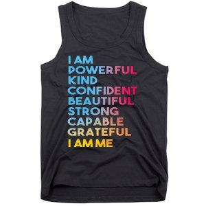 I Am Powerful Kind Confident Beautiful Strong Capable Quote Tank Top