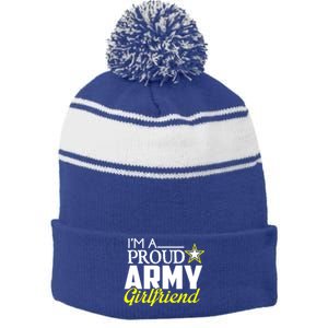 I'm A Proud Army Friend Design Military Friend Gift Stripe Pom Pom Beanie