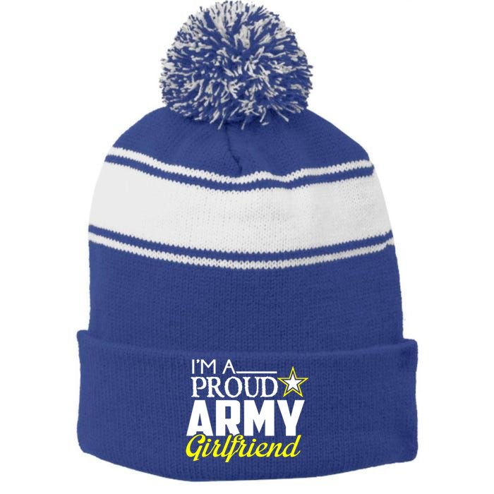 I'm A Proud Army Friend Design Military Friend Gift Stripe Pom Pom Beanie