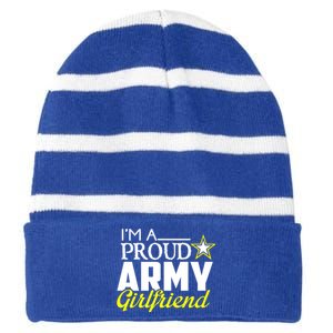 I'm A Proud Army Friend Design Military Friend Gift Striped Beanie with Solid Band