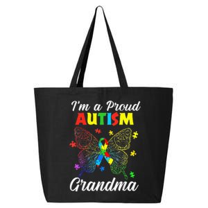 I'm A Proud Autism Grandma Puzzle Ribbon Butterfly Awareness 25L Jumbo Tote