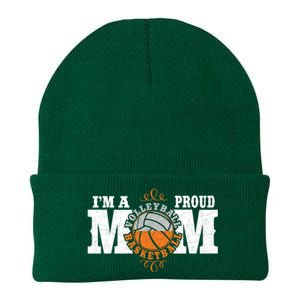 I'm a Proud Basketball Volleyball Mom - Combined Sports Knit Cap Winter Beanie