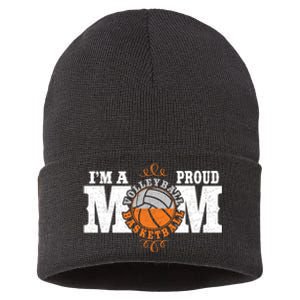 I'm a Proud Basketball Volleyball Mom - Combined Sports Sustainable Knit Beanie