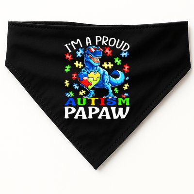 I'm A Proud Autism Papaw Dinosaur Gift USA-Made Doggie Bandana