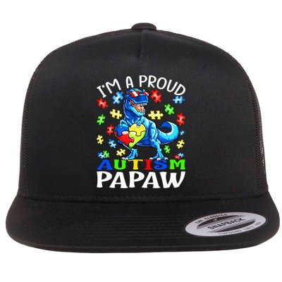 I'm A Proud Autism Papaw Dinosaur Gift Flatbill Hat