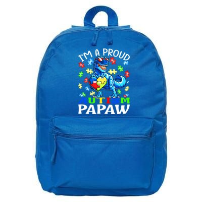 I'm A Proud Autism Papaw Dinosaur Gift 16 in Basic Backpack