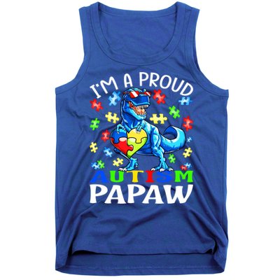 I'm A Proud Autism Papaw Dinosaur Gift Tank Top