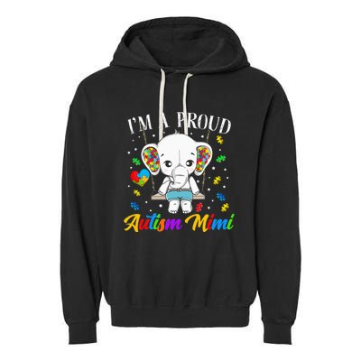 I'm A Proud Autism Mimi Cute Elephant Puzzle Piece Garment-Dyed Fleece Hoodie