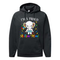 I'm A Proud Autism Mimi Cute Elephant Puzzle Piece Performance Fleece Hoodie