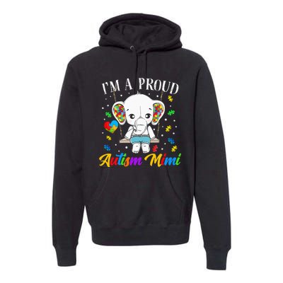 I'm A Proud Autism Mimi Cute Elephant Puzzle Piece Premium Hoodie