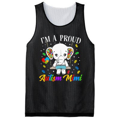 I'm A Proud Autism Mimi Cute Elephant Puzzle Piece Mesh Reversible Basketball Jersey Tank