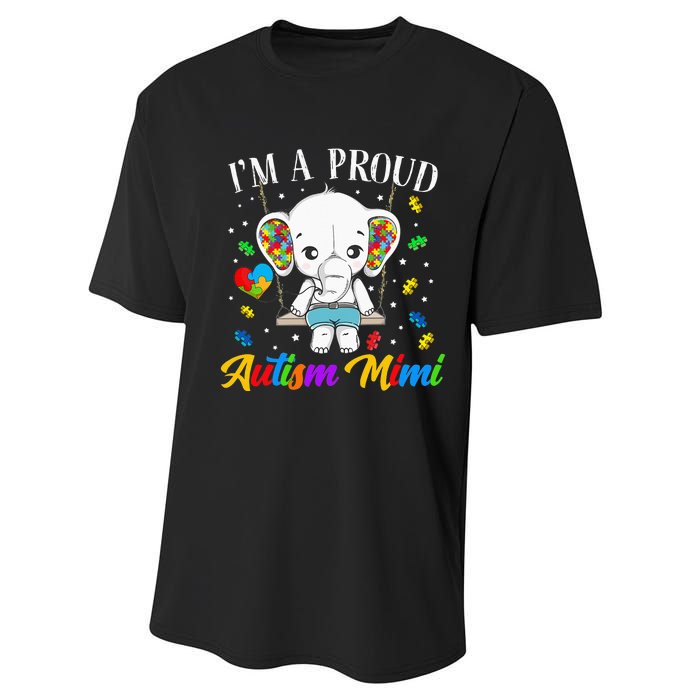 I'm A Proud Autism Mimi Cute Elephant Puzzle Piece Performance Sprint T-Shirt