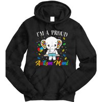 I'm A Proud Autism Mimi Cute Elephant Puzzle Piece Tie Dye Hoodie