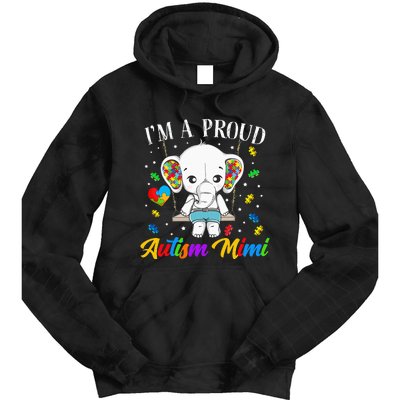 I'm A Proud Autism Mimi Cute Elephant Puzzle Piece Tie Dye Hoodie