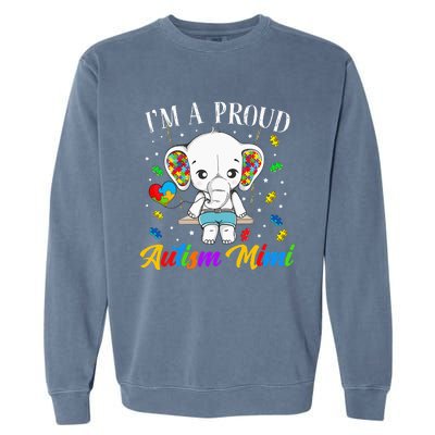 I'm A Proud Autism Mimi Cute Elephant Puzzle Piece Garment-Dyed Sweatshirt