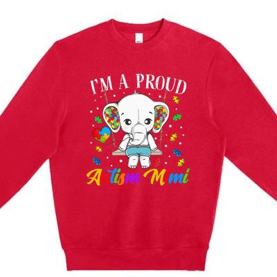 I'm A Proud Autism Mimi Cute Elephant Puzzle Piece Premium Crewneck Sweatshirt