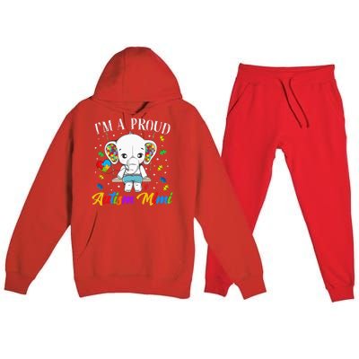 I'm A Proud Autism Mimi Cute Elephant Puzzle Piece Premium Hooded Sweatsuit Set