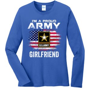 I'm A Proud Army Friend With American Flag Veteran Gift Ladies Long Sleeve Shirt