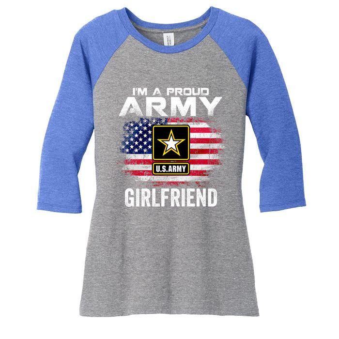 I'm A Proud Army Friend With American Flag Veteran Gift Women's Tri-Blend 3/4-Sleeve Raglan Shirt