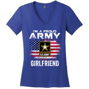 I'm A Proud Army Friend With American Flag Veteran Gift Women's V-Neck T-Shirt