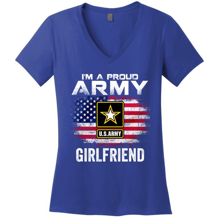 I'm A Proud Army Friend With American Flag Veteran Gift Women's V-Neck T-Shirt