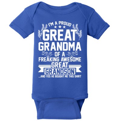 Im A Proud Grandma Of A Grandson Grandmother Great Gift Baby Bodysuit