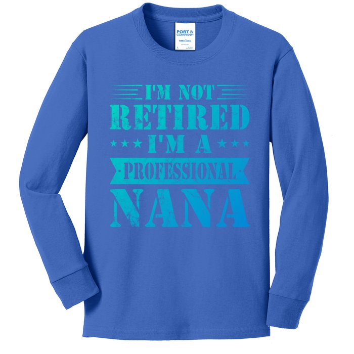 Im A Professional Nana Funny Mothers Day Retired Grandma Gift Kids Long Sleeve Shirt