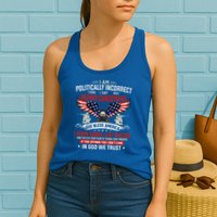 I Am Politically Incorrect God Bless American Christ Eagle Womens Tank Top