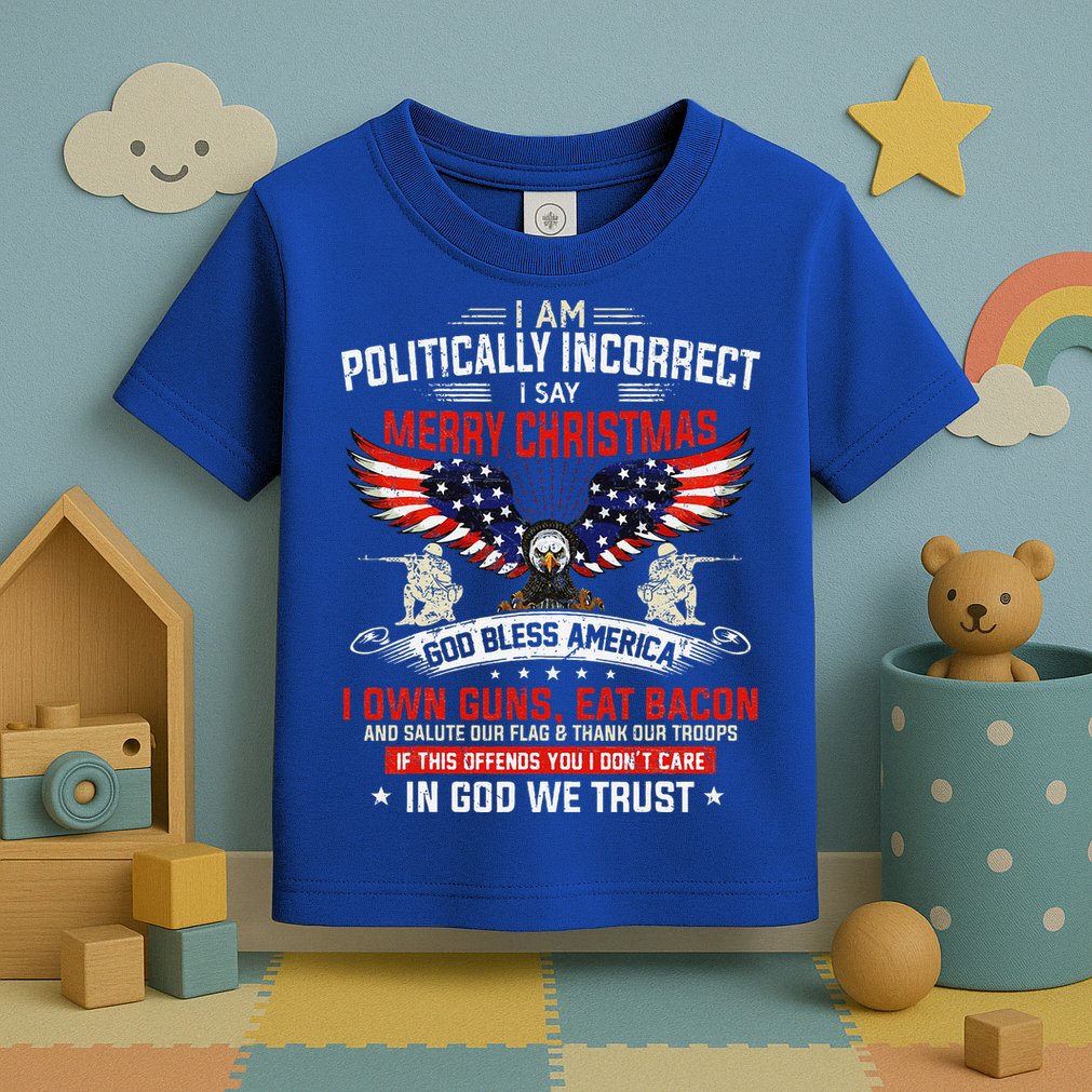 I Am Politically Incorrect God Bless American Christ Eagle Toddler T-Shirt