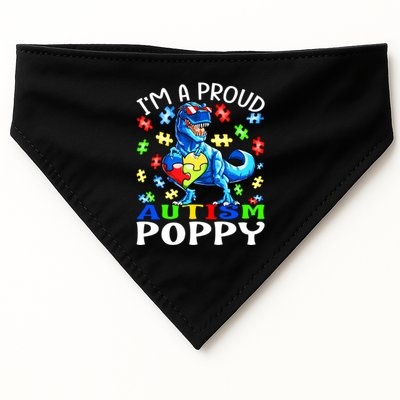 I'm A Proud Autism Poppy Dinosaur Gift USA-Made Doggie Bandana
