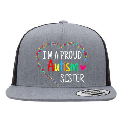 Im A Proud Autism Sister Women Gifts Autism Awareness Flat Bill Trucker Hat