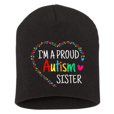 Im A Proud Autism Sister Women Gifts Autism Awareness Short Acrylic Beanie