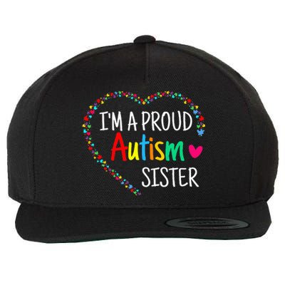 Im A Proud Autism Sister Women Gifts Autism Awareness Wool Snapback Cap