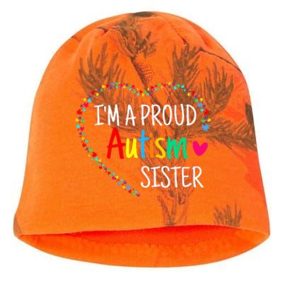 Im A Proud Autism Sister Women Gifts Autism Awareness Kati - Camo Knit Beanie