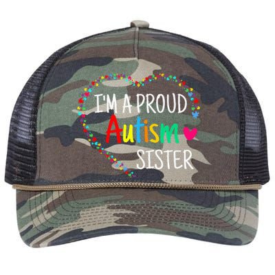 Im A Proud Autism Sister Women Gifts Autism Awareness Retro Rope Trucker Hat Cap