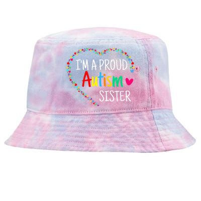 Im A Proud Autism Sister Women Gifts Autism Awareness Tie-Dyed Bucket Hat